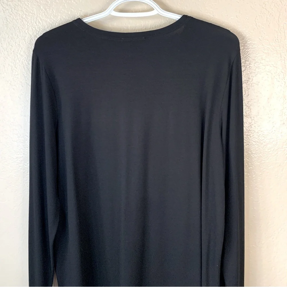 Eileen Fisher Black Minimalist Crew Neck Long Sleeve Blouse Size L